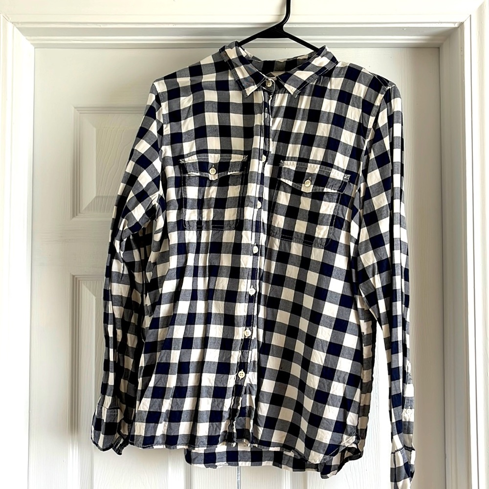 J.Crew Navy Gingham Button-up Shirt